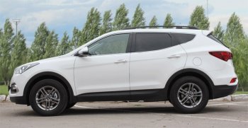 10 349 р. Комплект рейлингов АПС  Hyundai Santa Fe  DM (2012-2019) дорестайлинг, рестайлинг (Черные, без поперечин)  с доставкой в г. Горно‑Алтайск. Увеличить фотографию 2