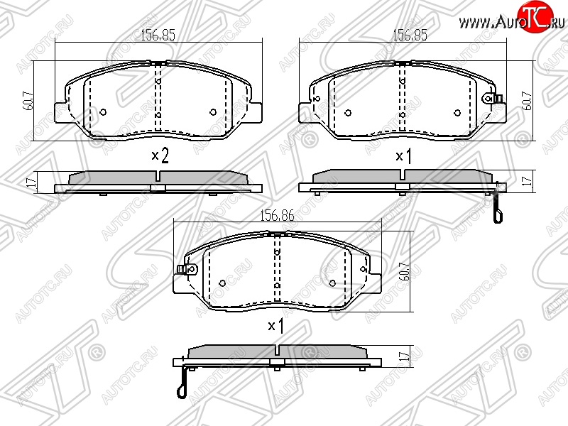 1 539 р. Колодки тормозные SAT (передние)  Hyundai Santa Fe  CM (2006-2012), KIA Sorento  XM (2009-2015)  с доставкой в г. Горно‑Алтайск