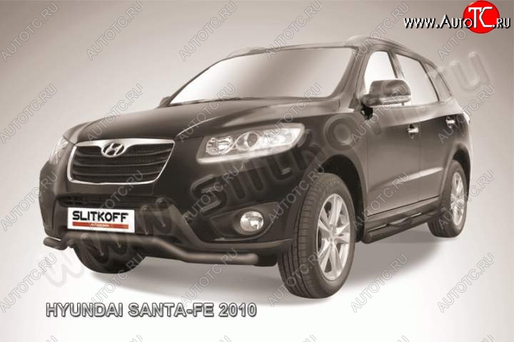 9 399 р. Защита переднего бампера из трубы d57 Slitkoff (волна) Hyundai Santa Fe CM рестайлинг (2009-2012) (Цвет: серебристый)  с доставкой в г. Горно‑Алтайск