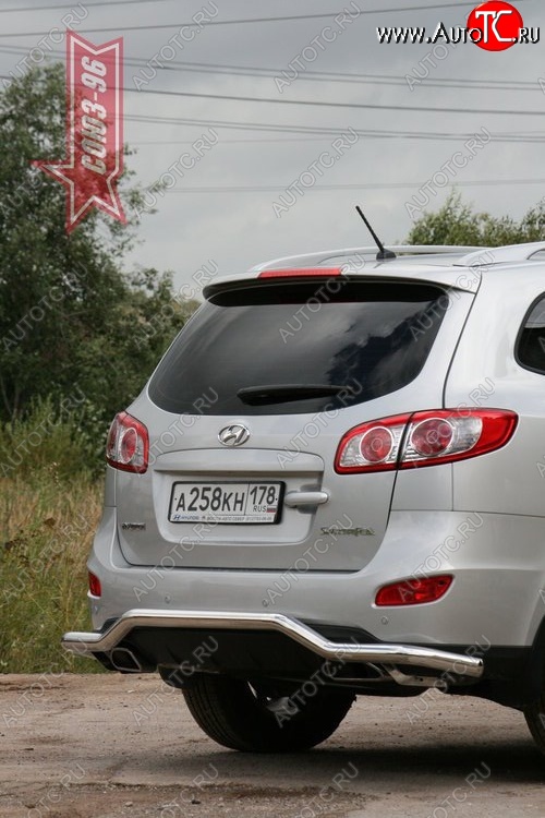 11 159 р. Защита заднего бампера Souz-96 (d60) Hyundai Santa Fe CM рестайлинг (2009-2012)  с доставкой в г. Горно‑Алтайск