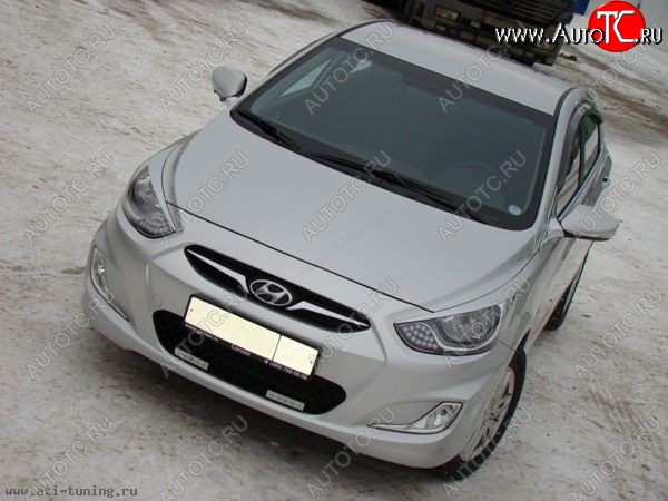 1 149 р. Реснички MV Hyundai Solaris RBr хэтчбэк дорестайлинг (2010-2014) (Неокрашенные)  с доставкой в г. Горно‑Алтайск