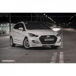 2 899 р. Накладка на передний бампер TopKontur Design v2 Hyundai Solaris RBr седан дорестайлинг (2010-2014) (Неокрашенная)  с доставкой в г. Горно‑Алтайск. Увеличить фотографию 12