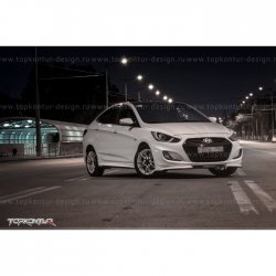 2 899 р. Накладка на передний бампер TopKontur Design v2 Hyundai Solaris RBr седан дорестайлинг (2010-2014) (Неокрашенная)  с доставкой в г. Горно‑Алтайск. Увеличить фотографию 13