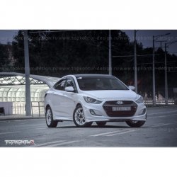 2 899 р. Накладка на передний бампер TopKontur Design v2 Hyundai Solaris RBr седан дорестайлинг (2010-2014) (Неокрашенная)  с доставкой в г. Горно‑Алтайск. Увеличить фотографию 15