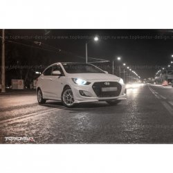 2 899 р. Накладка на передний бампер TopKontur Design v2 Hyundai Solaris RBr седан дорестайлинг (2010-2014) (Неокрашенная)  с доставкой в г. Горно‑Алтайск. Увеличить фотографию 6