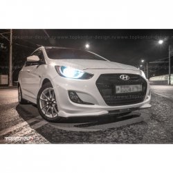 2 899 р. Накладка на передний бампер TopKontur Design v2 Hyundai Solaris RBr седан дорестайлинг (2010-2014) (Неокрашенная)  с доставкой в г. Горно‑Алтайск. Увеличить фотографию 8