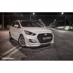 2 899 р. Накладка на передний бампер TopKontur Design v2 Hyundai Solaris RBr седан дорестайлинг (2010-2014) (Неокрашенная)  с доставкой в г. Горно‑Алтайск. Увеличить фотографию 9