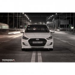 2 899 р. Накладка на передний бампер TopKontur Design v2 Hyundai Solaris RBr седан дорестайлинг (2010-2014) (Неокрашенная)  с доставкой в г. Горно‑Алтайск. Увеличить фотографию 11