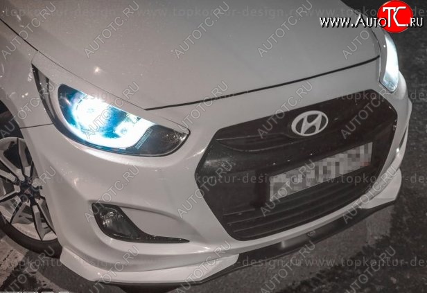 2 899 р. Накладка на передний бампер TopKontur Design v2 Hyundai Solaris RBr седан дорестайлинг (2010-2014) (Неокрашенная)  с доставкой в г. Горно‑Алтайск