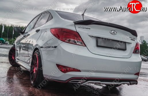 8 999 р. Накладка на задний бампер TopKontur Design Hyundai Solaris RBr седан дорестайлинг (2010-2014) (Неокрашенная)  с доставкой в г. Горно‑Алтайск