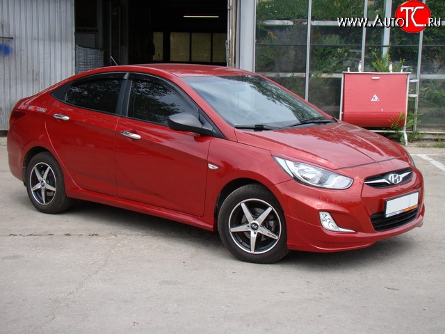 4 749 р. Пороги накладки Sport v2 Hyundai Solaris RBr седан дорестайлинг (2010-2014) (Неокрашенные)  с доставкой в г. Горно‑Алтайск