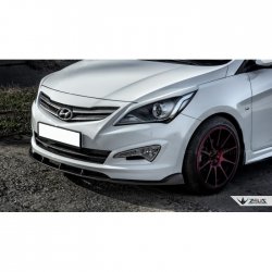 4 499 р. Накладка на передний бампер TopKontur Design Hyundai Solaris RBr седан рестайлинг (2014-2017) (Глянец под окраску, Неокрашенная)  с доставкой в г. Горно‑Алтайск. Увеличить фотографию 2