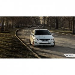 4 499 р. Накладка на передний бампер TopKontur Design Hyundai Solaris RBr седан рестайлинг (2014-2017) (Глянец под окраску, Неокрашенная)  с доставкой в г. Горно‑Алтайск. Увеличить фотографию 6