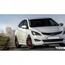 4 499 р. Накладка на передний бампер TopKontur Design Hyundai Solaris RBr седан рестайлинг (2014-2017) (Глянец под окраску, Неокрашенная)  с доставкой в г. Горно‑Алтайск. Увеличить фотографию 7