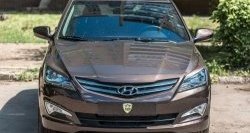 929 р. Реснички на фары Кураж Hyundai Solaris RBr седан рестайлинг (2014-2017) (Неокрашенные)  с доставкой в г. Горно‑Алтайск. Увеличить фотографию 2