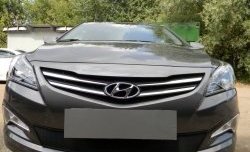 2 099 р. Сетка на бампер Russtal (черная) Hyundai Solaris RBr седан рестайлинг (2014-2017)  с доставкой в г. Горно‑Алтайск. Увеличить фотографию 5