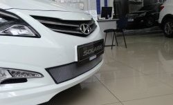 1 539 р. Сетка на бампер Russtal (хром) Hyundai Solaris RBr седан рестайлинг (2014-2017)  с доставкой в г. Горно‑Алтайск. Увеличить фотографию 3