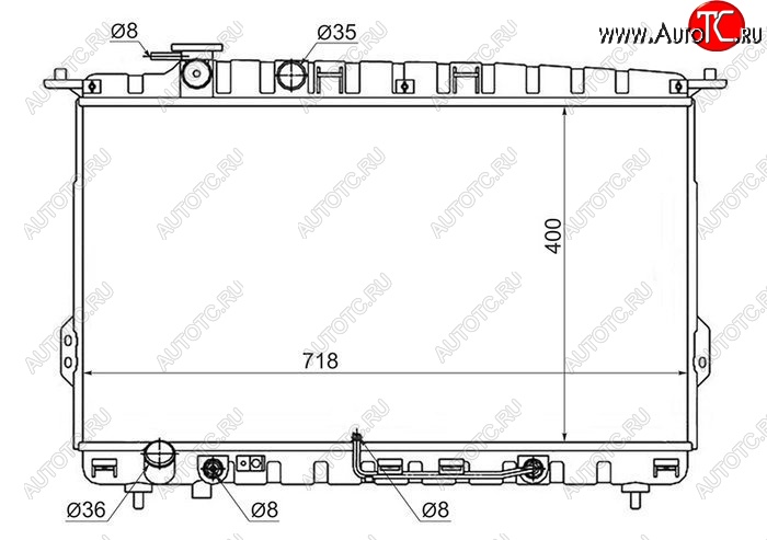 6 699 р. Радиатор двигателя (трубчатый, 2.0/2.4/2.5/2.7, МКПП/АКПП) SAT Hyundai Sonata EF рестайлинг ТагАЗ (2001-2013)  с доставкой в г. Горно‑Алтайск