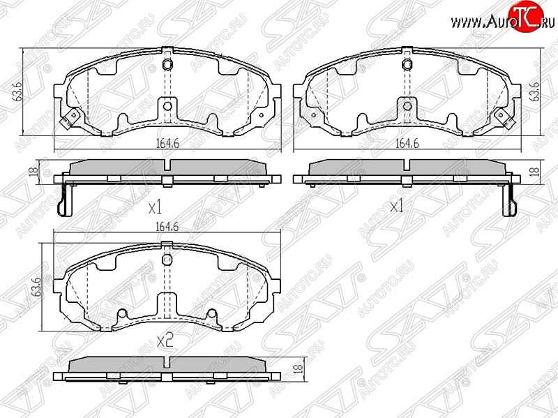 1 669 р. Колодки тормозные SAT (передние)  Hyundai Starex/Grand Starex/H1  TQ (2007-2018), Hyundai Starex/H1  A1 (1997-2004), KIA Carnival  VQ (2005-2014)  с доставкой в г. Горно‑Алтайск