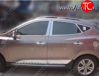 3 749 р. Накладки на верхнюю часть по периметру окон боковых дверей СТ Hyundai Tucson LM (2010-2017) (Неокрашенные)  с доставкой в г. Горно‑Алтайск