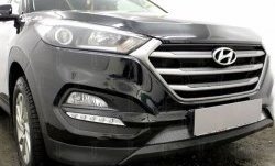 1 539 р. Защитная сетка на бампер Russtal (хром) Hyundai Tucson TL дорестайлинг (2015-2018)  с доставкой в г. Горно‑Алтайск. Увеличить фотографию 1