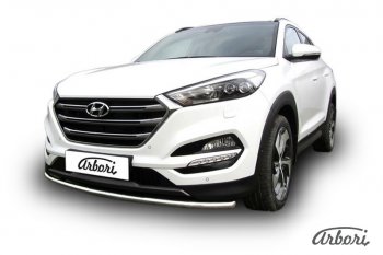 11 789 р. Защита переднего бампера Arbori (нержавейка, 1 труба d42 mm). Hyundai Tucson TL дорестайлинг (2015-2018)  с доставкой в г. Горно‑Алтайск. Увеличить фотографию 2