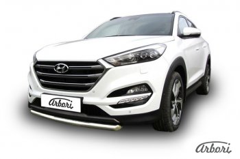 14 291 р. Защита переднего бампера Arbori (нержавейка, 1 труба d57 mm). Hyundai Tucson TL дорестайлинг (2015-2018)  с доставкой в г. Горно‑Алтайск. Увеличить фотографию 2