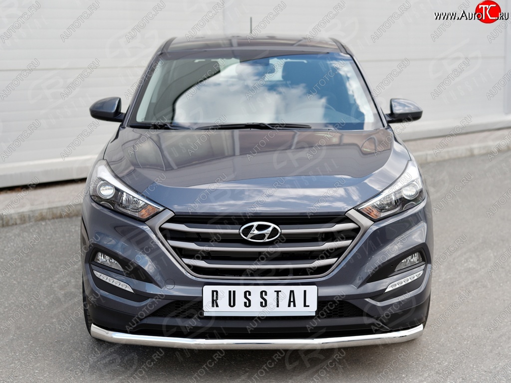 17 749 р. Защита переднего бампера (Ø63 мм, нержавейка) SLITKOFF Hyundai Tucson TL дорестайлинг (2015-2018)  с доставкой в г. Горно‑Алтайск