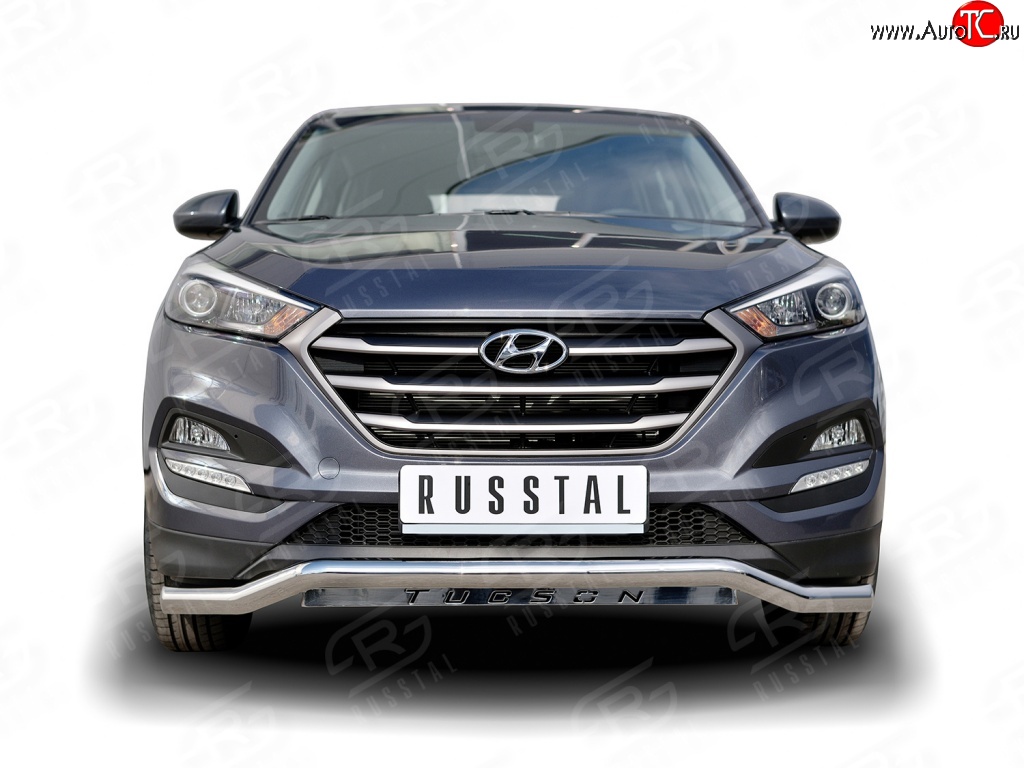 20 549 р. Защита переднего бампера (Ø63 мм волна, нержавейка) SLITKOFF Hyundai Tucson TL дорестайлинг (2015-2018)  с доставкой в г. Горно‑Алтайск