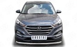 Одинарная защита переднего бампера диаметром 63 мм Russtal Hyundai Tucson TL дорестайлинг (2015-2018)