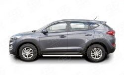 15 799 р. Защита порогов из круглой трубы диаметром 63 мм Russtal Hyundai Tucson TL дорестайлинг (2015-2018)  с доставкой в г. Горно‑Алтайск. Увеличить фотографию 2