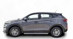 20 749 р. Широкая защита порогов Russtal Hyundai Tucson TL дорестайлинг (2015-2018) (Защита порогов с со скосами на торцах (вариант 1))  с доставкой в г. Горно‑Алтайск. Увеличить фотографию 2