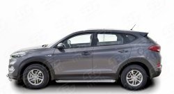 20 749 р. Широкая защита порогов Russtal Hyundai Tucson TL дорестайлинг (2015-2018) (Защита порогов с со скосами на торцах (вариант 1))  с доставкой в г. Горно‑Алтайск. Увеличить фотографию 3