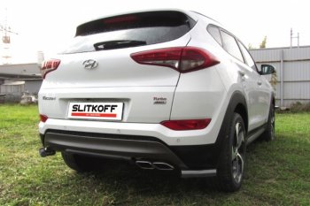 Защита заднего бампера из уголков d57 Slitkoff Hyundai Tucson TL дорестайлинг (2015-2018)