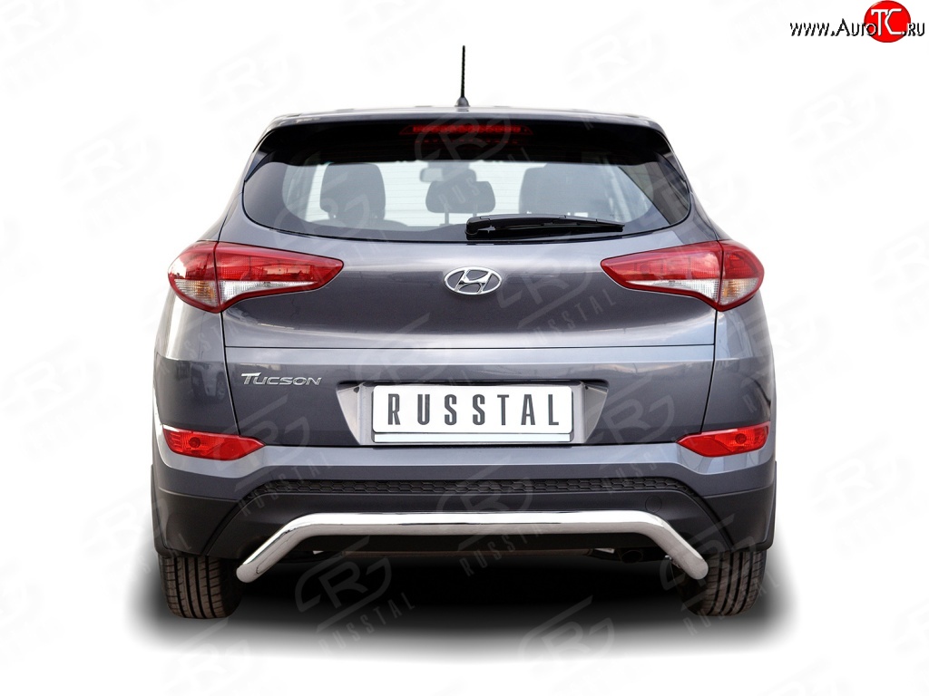 16 999 р. Защита заднего бампера (Ø63 мм волна короткая, нержавейка) SLITKOFF  Hyundai Tucson  TL (2015-2018) дорестайлинг  с доставкой в г. Горно‑Алтайск