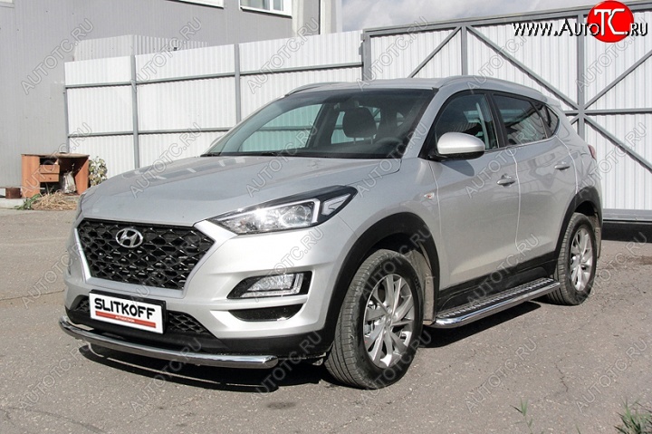 18 599 р. Защита порогов d57 Slitkoff (с листом)  Hyundai Tucson  TL (2018-2021) рестайлинг  с доставкой в г. Горно‑Алтайск