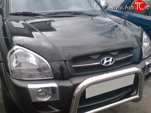 2 204 р. Дефлектор капота NovLine (рестайлинг) Hyundai Tucson JM (2004-2010)  с доставкой в г. Горно‑Алтайск