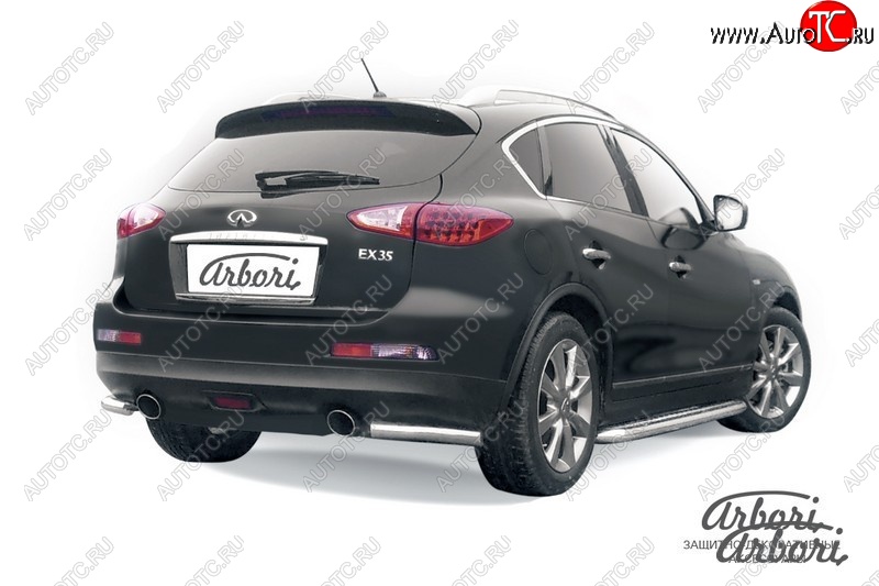 8 999 р. Защита заднего бампера Arbori (уголки, нержавейка, 1 труба d57 mm). INFINITI EX35 J50 (2007-2013)  с доставкой в г. Горно‑Алтайск