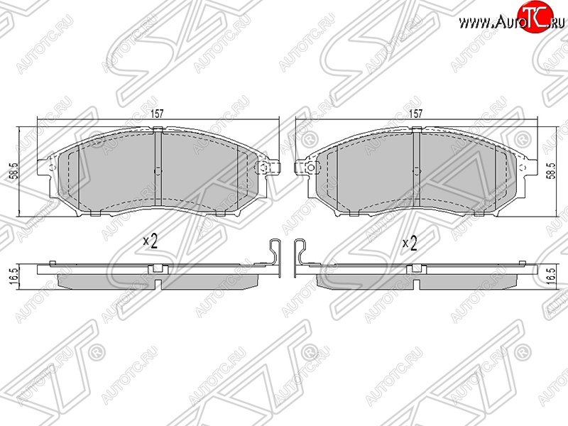 1 499 р. Колодки тормозные SAT (передние)  INFINITI FX35 (S50), FX45 (S50), G35 (V35), M35 (Y50), Nissan Murano (1 Z50,  2 Z51), Navara (2 D40), Pathfinder (R51), Qashqai (1)  с доставкой в г. Горно‑Алтайск