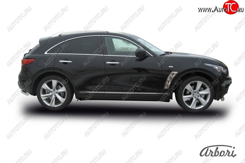 8 369 р. Защита штатных порогов Arbori (черная, d57 mm). INFINITI FX50 S51 дорестайлинг (2008-2011)  с доставкой в г. Горно‑Алтайск