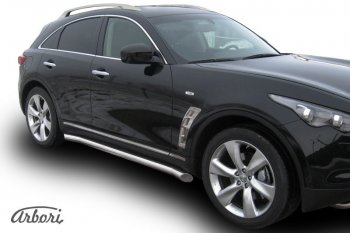 Защита штатных порогов Arbori (нержавейка, d76 mm). INFINITI FX50 S51 дорестайлинг (2008-2011)