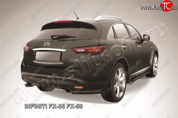 7 599 р. Защита заднего бампера из уголков d57 Slitkoff INFINITI FX35 S51 дорестайлинг (2008-2011) (Цвет: серебристый)  с доставкой в г. Горно‑Алтайск