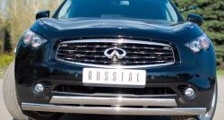 27 649 р. Защита переднего бампера (2 трубыØ75х42 мм, нержавейка) Russtal INFINITI QX70 S51 (2013-2020)  с доставкой в г. Горно‑Алтайск. Увеличить фотографию 2