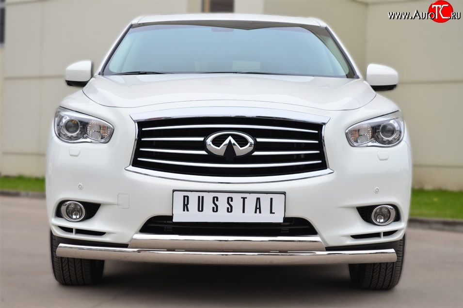 24 999 р. Защита переднего бампера (2 трубыØ75х42 мм, нержавейка) Russtal INFINITI JX35 (2012-2014)  с доставкой в г. Горно‑Алтайск