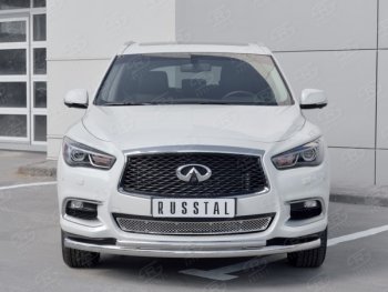 20 649 р. Защита переднего бампера (2 трубыØ63 и 42 мм, нержавейка) SLITKOFF INFINITI QX60 L50 рестайлинг (2016-2021)  с доставкой в г. Горно‑Алтайск. Увеличить фотографию 2