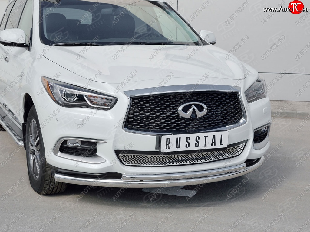 20 649 р. Защита переднего бампера (2 трубыØ63 и 42 мм, нержавейка) SLITKOFF INFINITI QX60 L50 рестайлинг (2016-2021)  с доставкой в г. Горно‑Алтайск