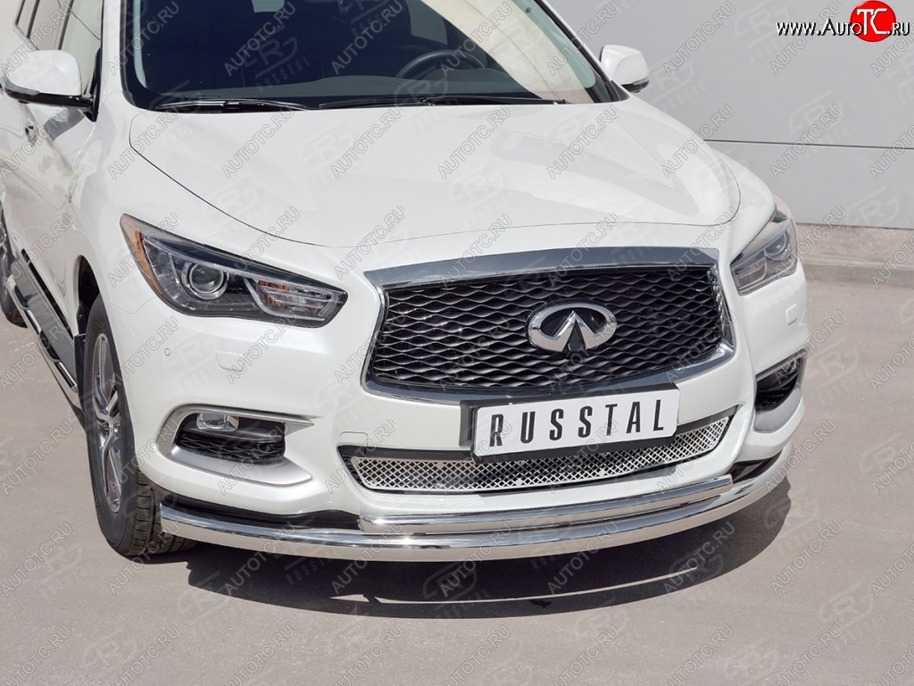 20 999 р. Защита заднего бампера (Ø76 и 42 мм, нержавейка) SLITKOFF  INFINITI QX60  L50 (2016-2021) рестайлинг  с доставкой в г. Горно‑Алтайск