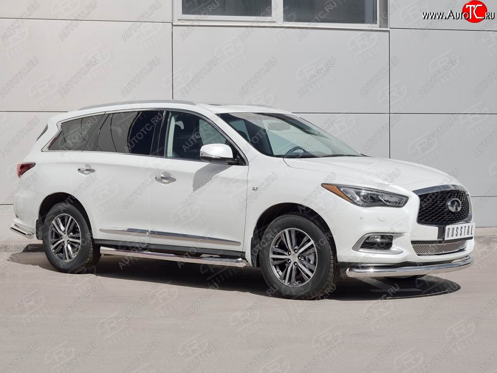 18 349 р. Защита переднего бампера (Ø76 мм, нержавейка) SLITKOFF INFINITI QX60 L50 рестайлинг (2016-2021)  с доставкой в г. Горно‑Алтайск