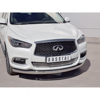 17 749 р. Защита переднего бампера (Ø75х42 мм, нержавейка) Russtal INFINITI QX60 L50 рестайлинг (2016-2021)  с доставкой в г. Горно‑Алтайск. Увеличить фотографию 2