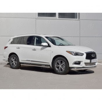 17 749 р. Защита переднего бампера (Ø75х42 мм, нержавейка) Russtal INFINITI QX60 L50 рестайлинг (2016-2021)  с доставкой в г. Горно‑Алтайск. Увеличить фотографию 3